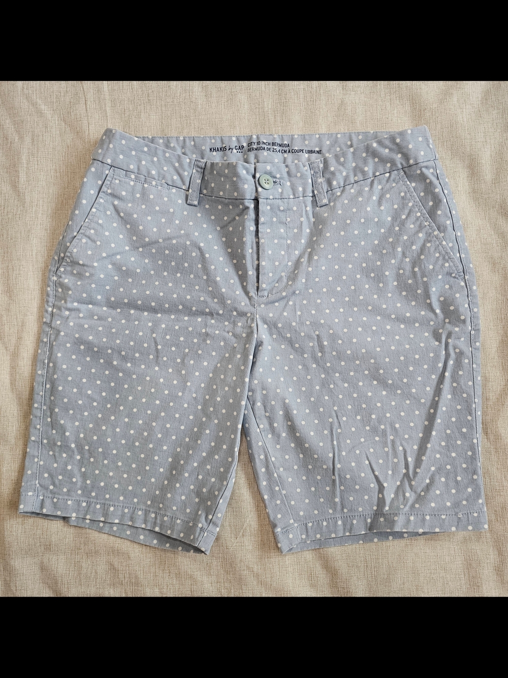 Gap Khakis City Bermuda Light Blue Polka Dot Shorts Women Size 8